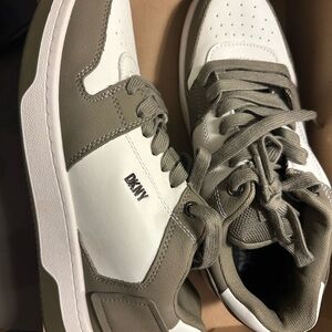 DKNY Men's White and Olive Sneakers